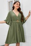 Plus Size Surplice Neck Half Sleeve Dress