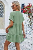 V-Neck Short Sleeve Mini Beach Dress