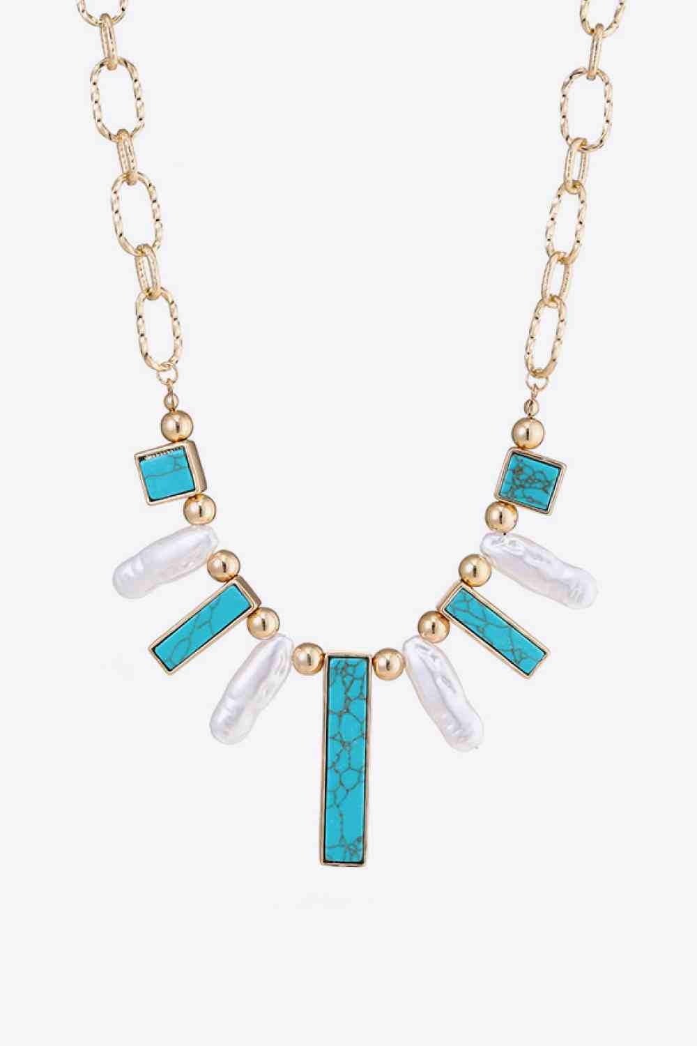 Turquoise Alloy Resort Style Necklace