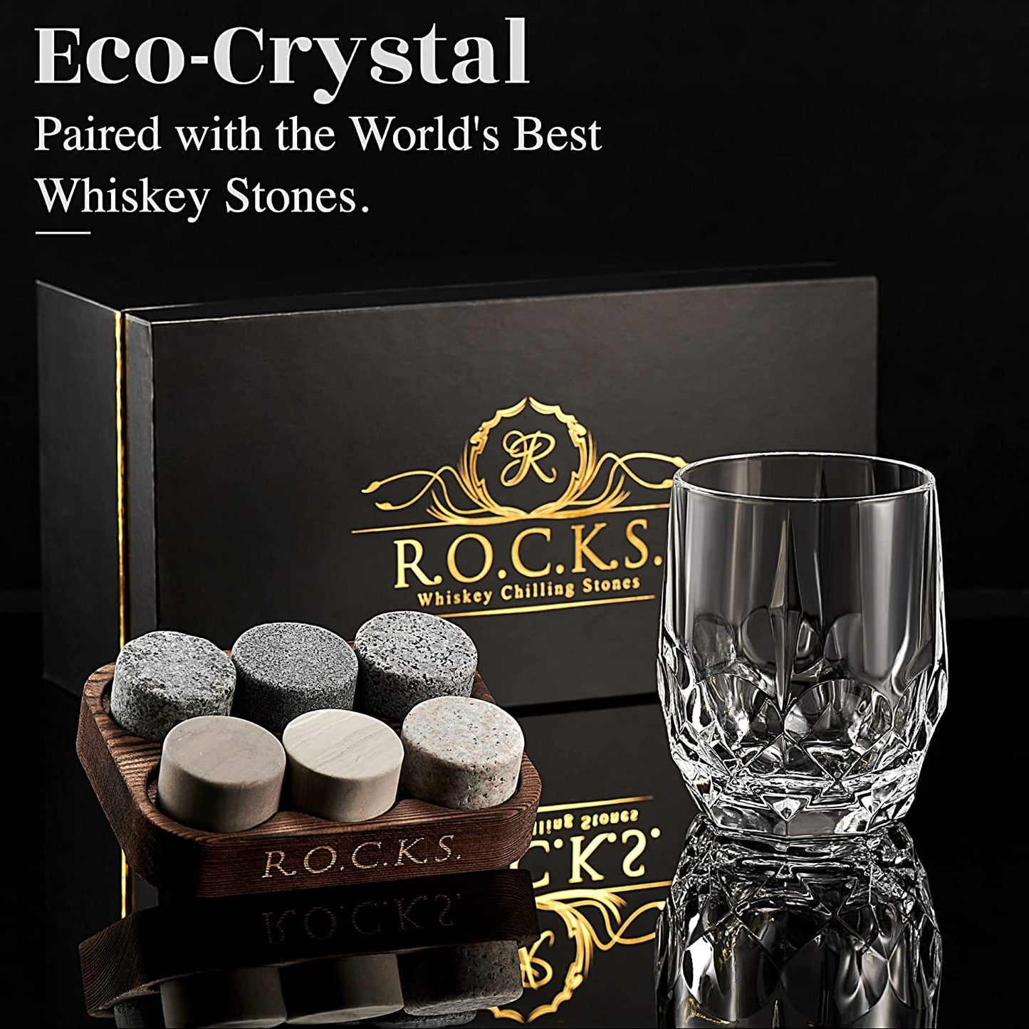 The Connoisseur's Set - Whiskey Stones & Iconic Crystal Glass Edition