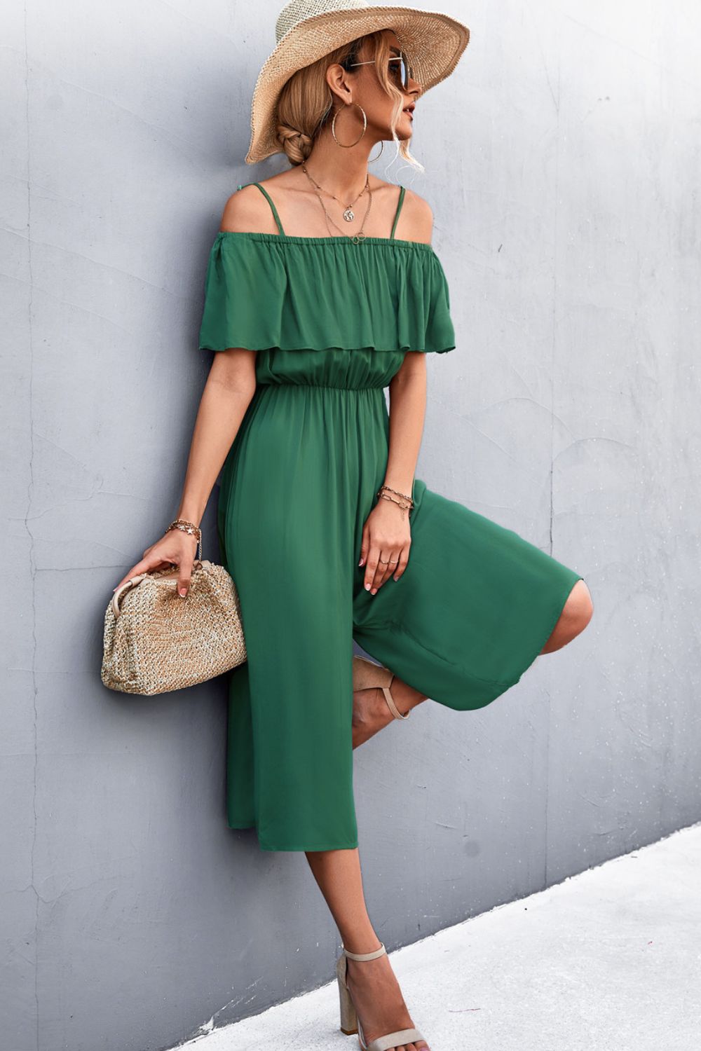 Spaghetti Strap Layered Resort Jumpsuit