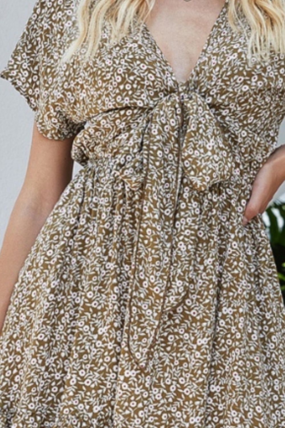 Tied Floral Cap Sleeve Summer Dress