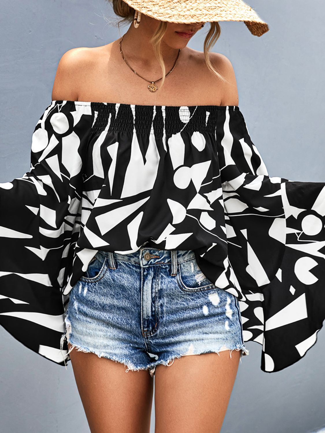 Resort Off-Shoulder Bell Sleeve Blouse