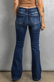 Button Fly Distressed Bootcut Jeans