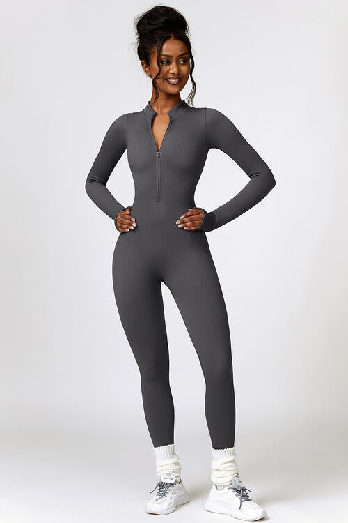 Half Zip Long Sleeve Sport Jumpsuit