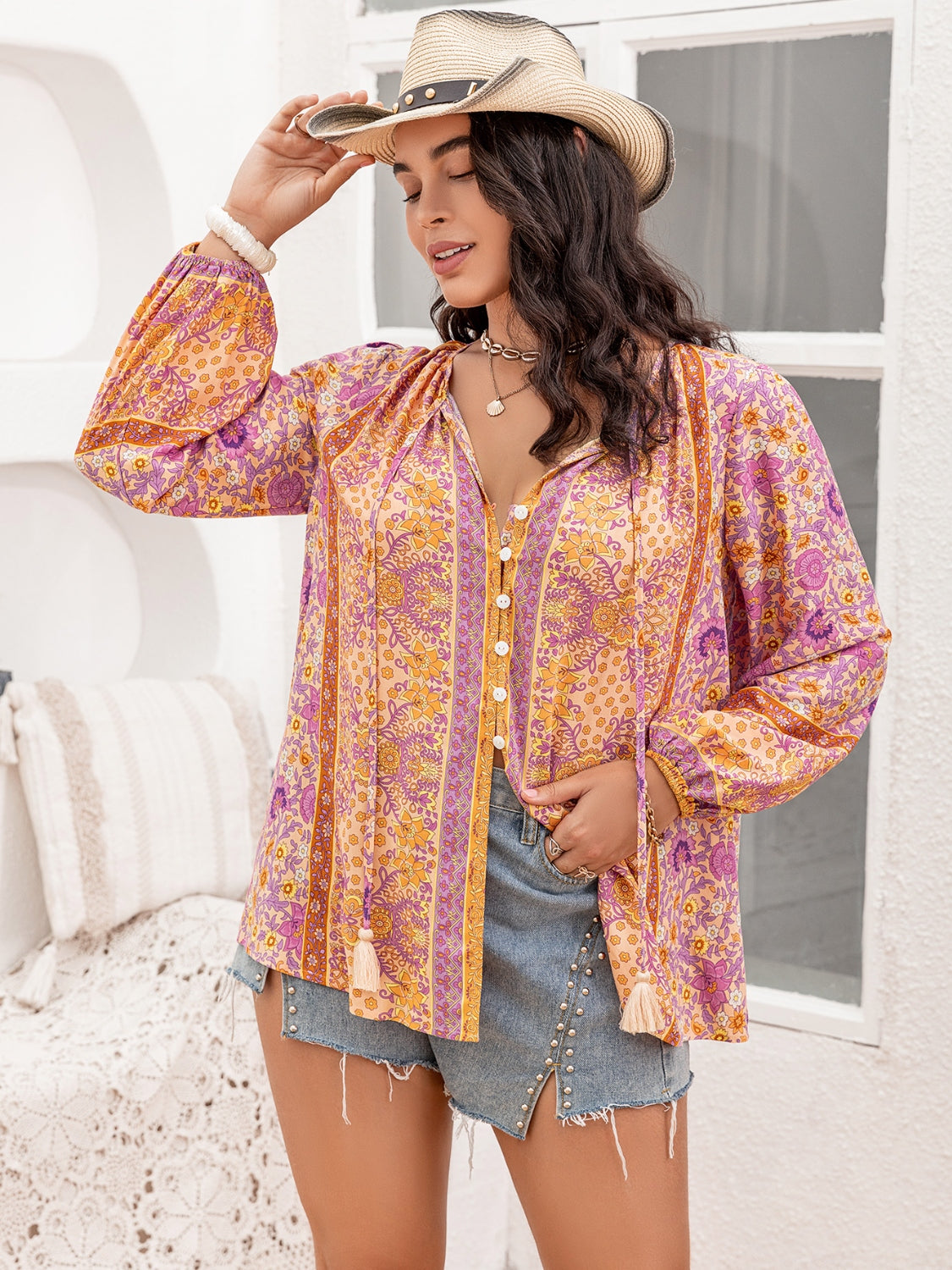 Women's Plus Size Summer Boho Top