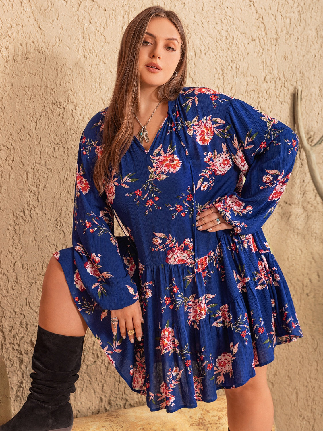 Plus Size Floral Mini Summer Dress