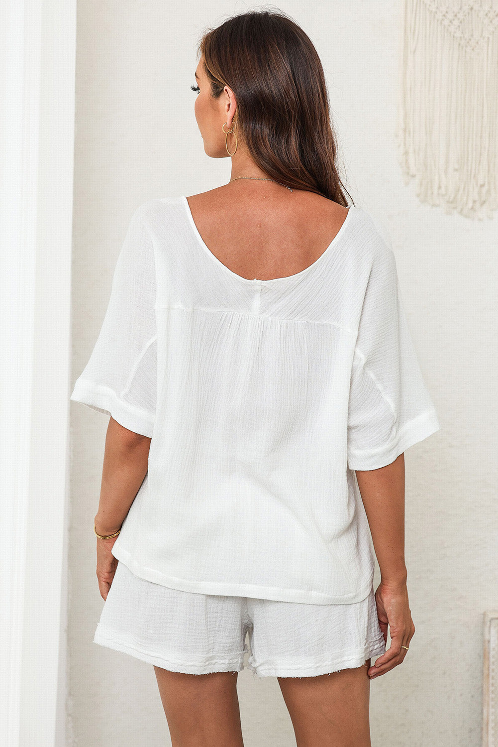 V-Neck Half Sleeve Top and Summer Shorts Set