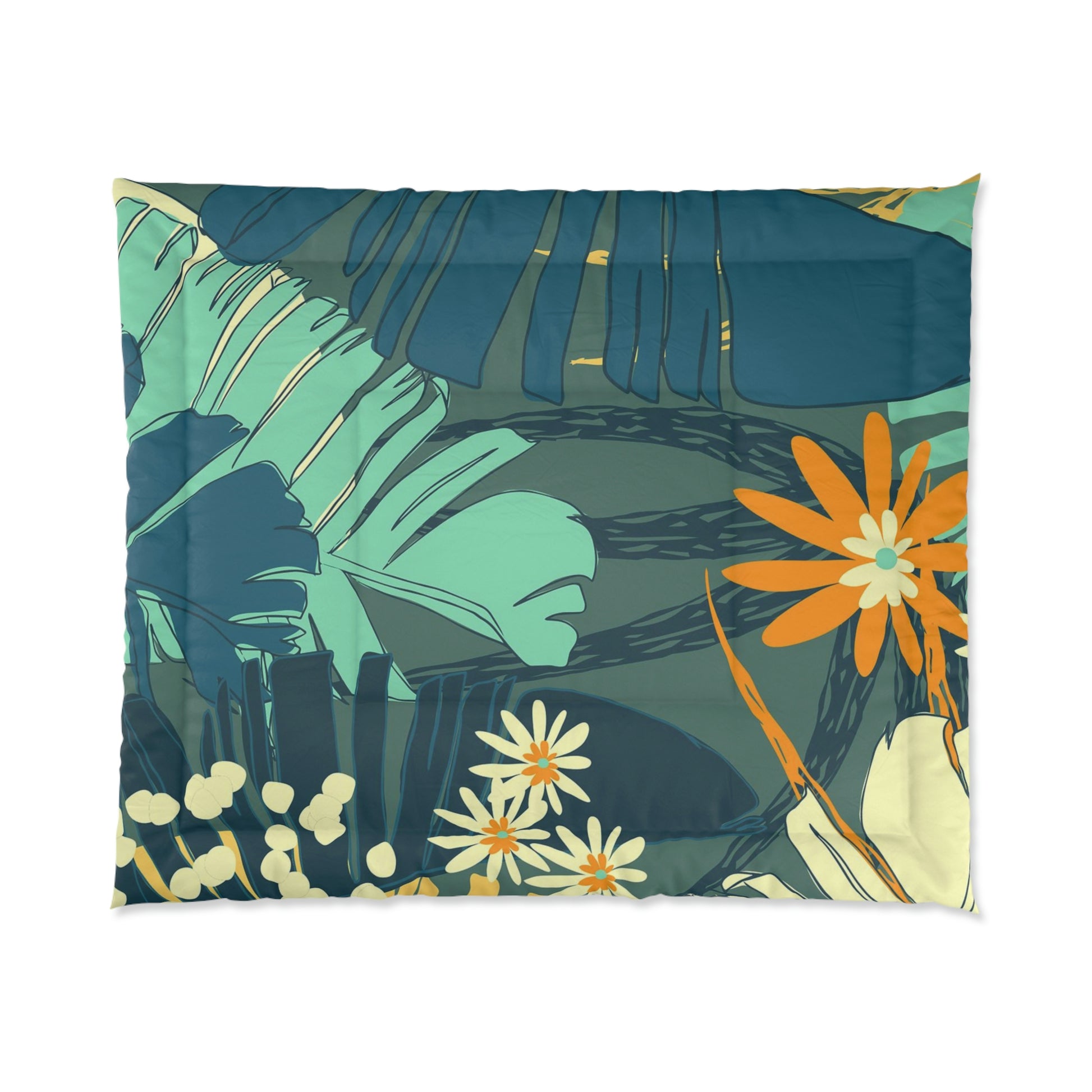 Jungle Blues Collection Comforter, Designer Tropical Print Comforter