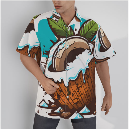 Men's Coconut Hawaiian Shirt, Men's Hawaiian Beach Shirt