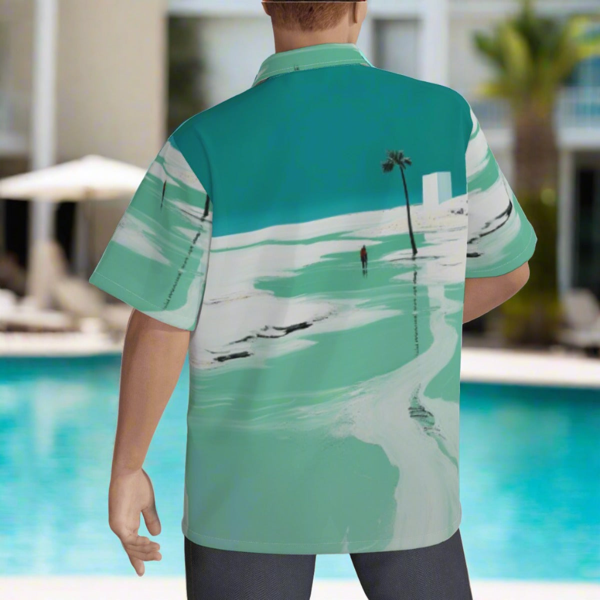 Men's Green Sandy Beaches Designer Resort Shirt
