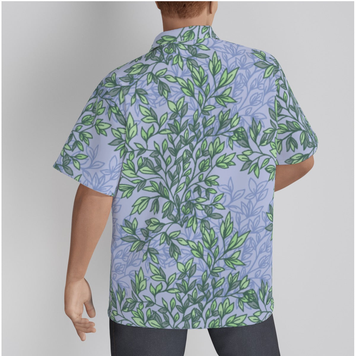 Men's Leafy Purple Hawaiian Shirt, Men's Cotton Hawaiian Shirt