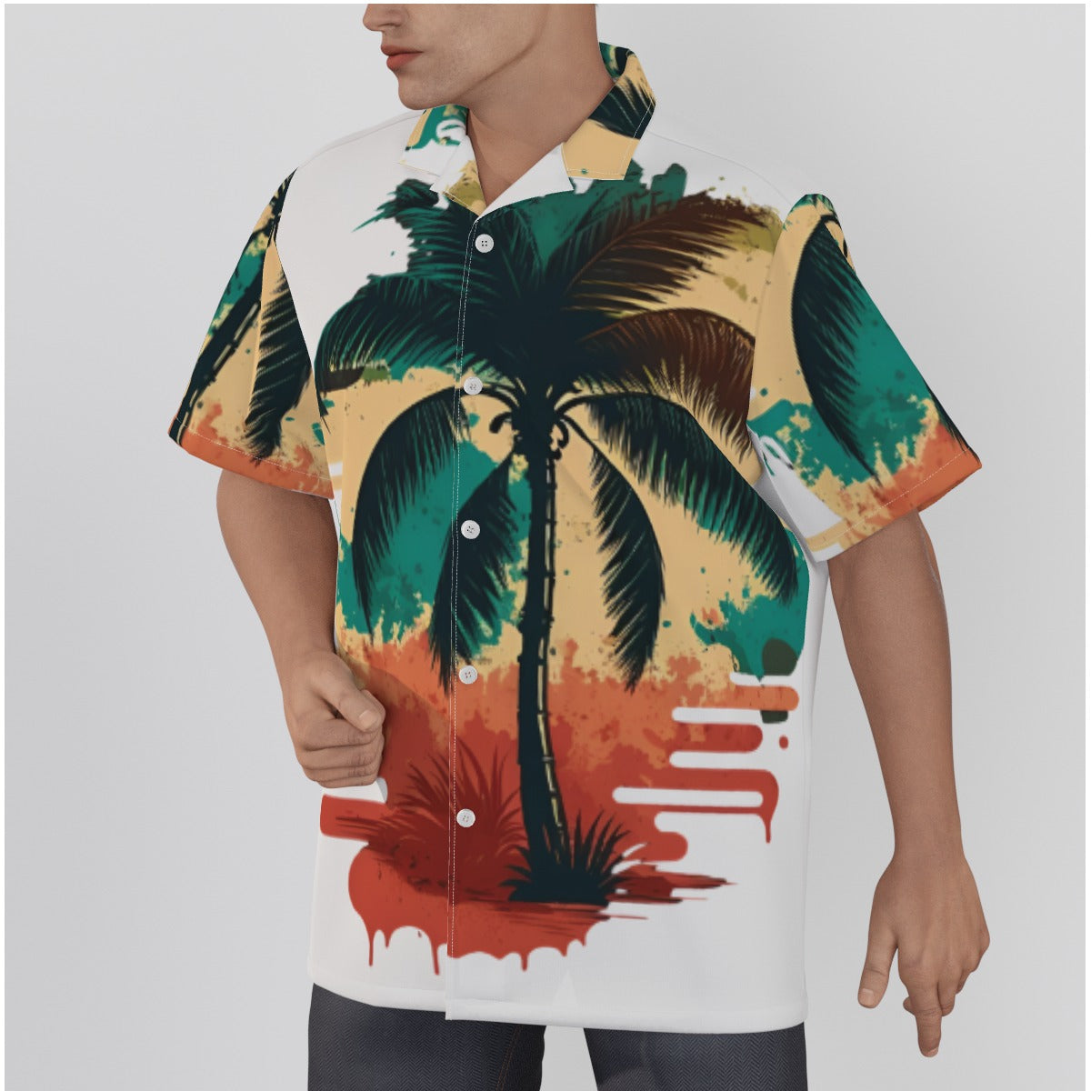 Men's Hawaiian Palm Tree Aloha Shirt