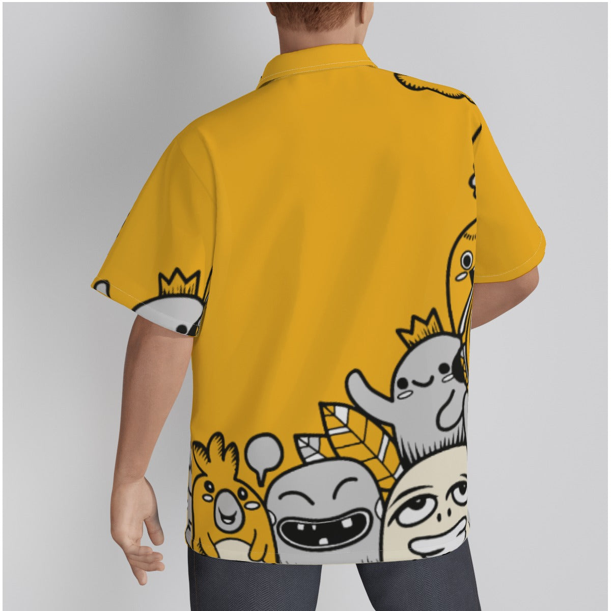 Men's Yellow Anime Beach Shirt