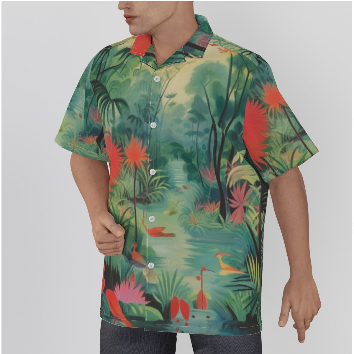 Men's Jungle Scene Flora Resort Shirt