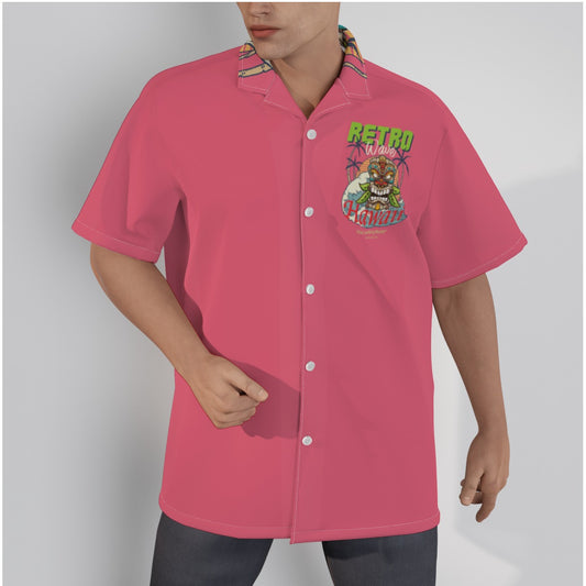 Pink Hawaii Tiki , Men's Pink Hawaiian Aloha Shirt