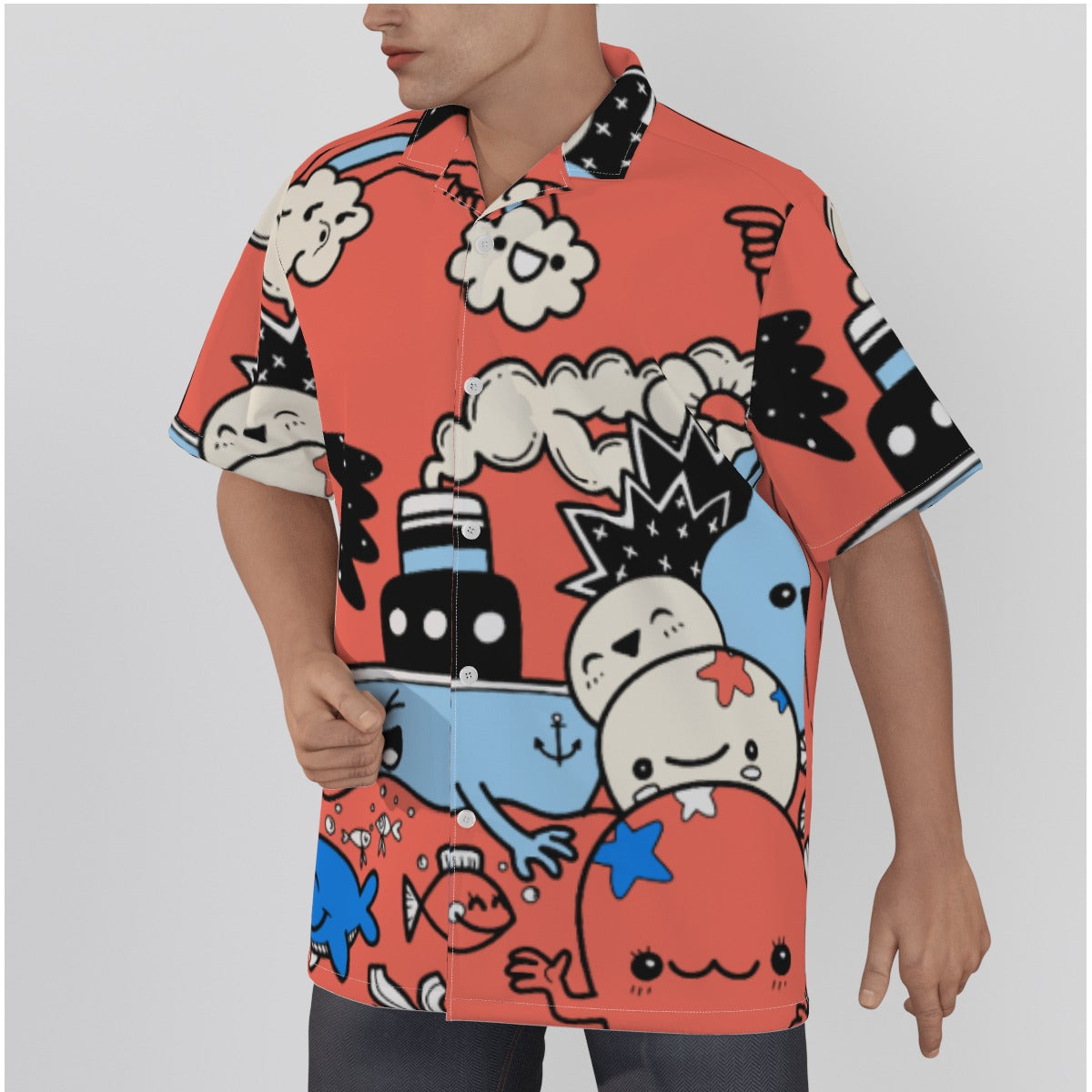 Men's Peachy Anime Beach Shirt