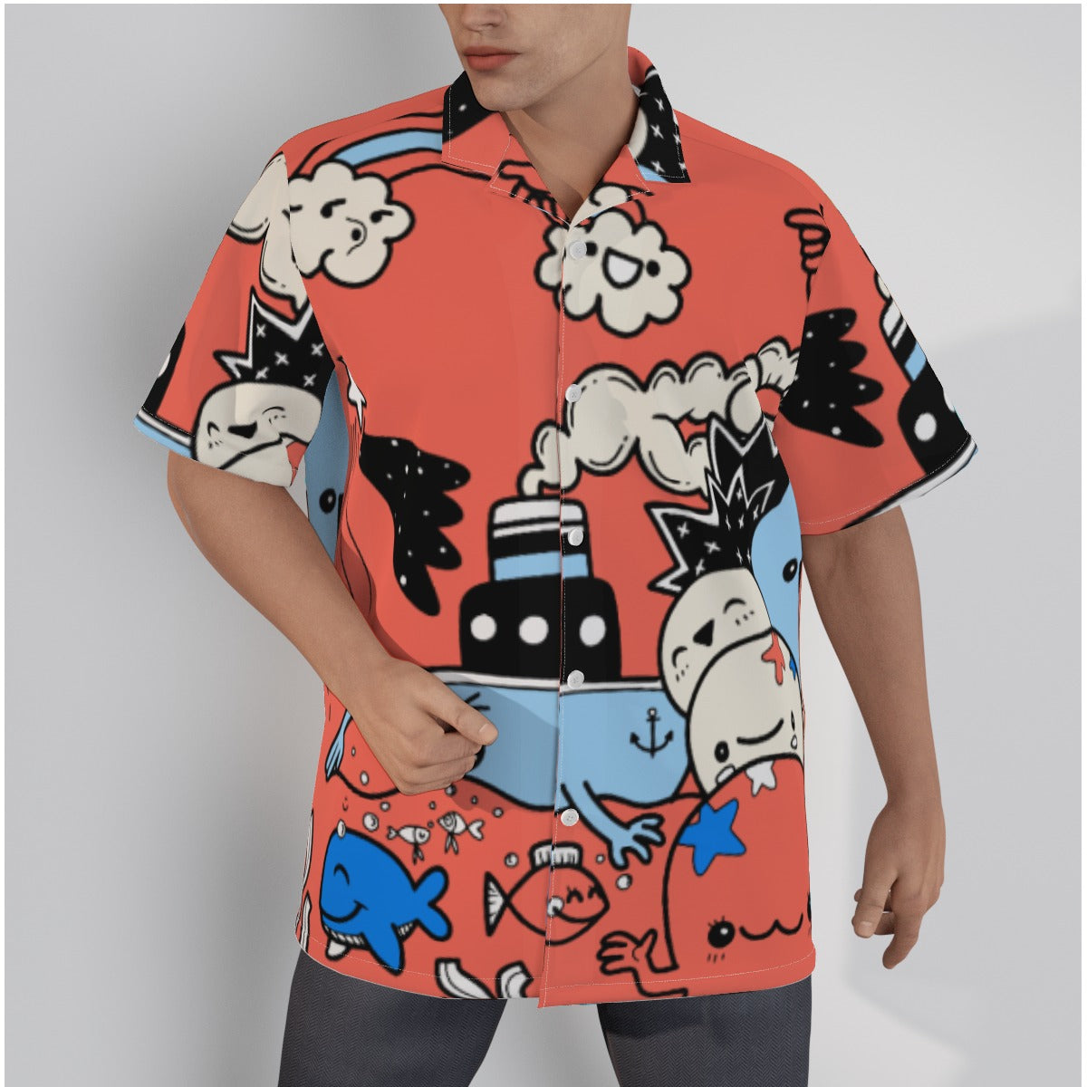 Men's Peachy Anime Beach Shirt