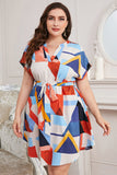 Plus Size Notched Neck Tie Waist Resort Dress