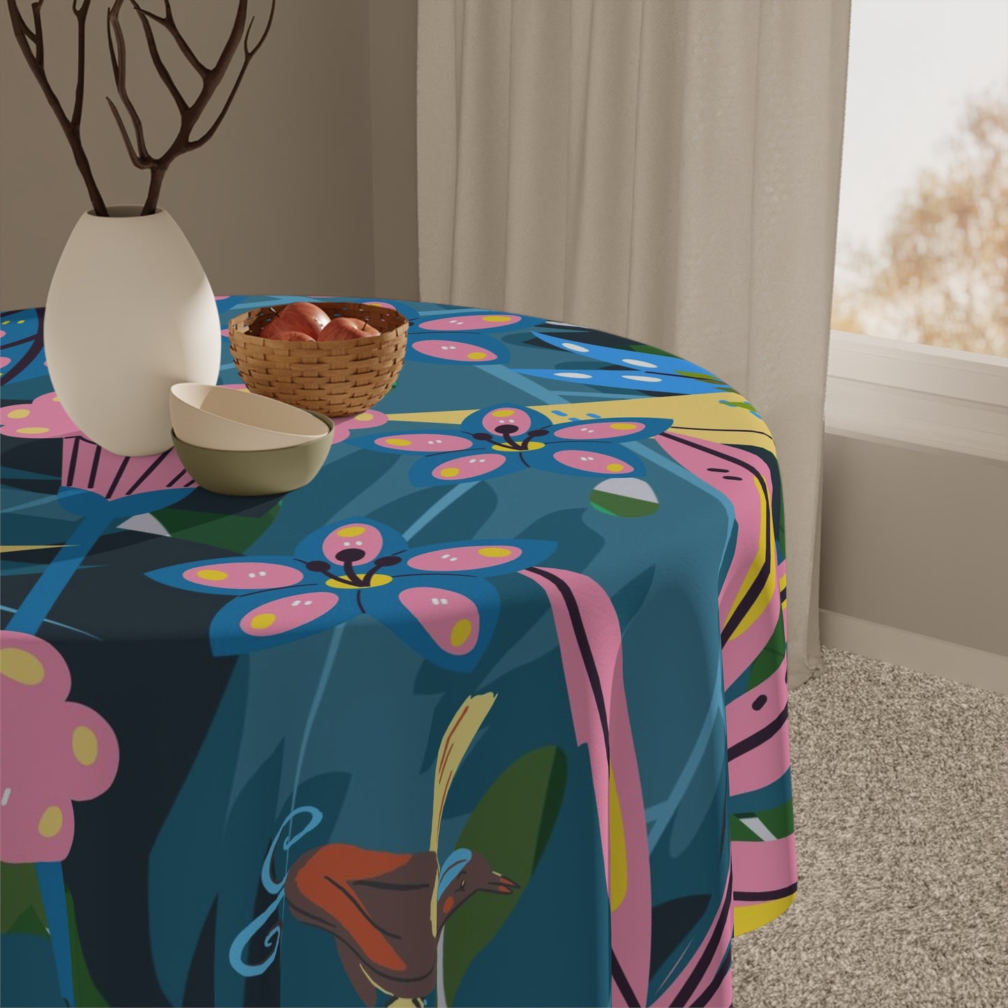 Boho Bliss Jungle Tablecloth, Custom Designed Tropical Boho Tablecloth