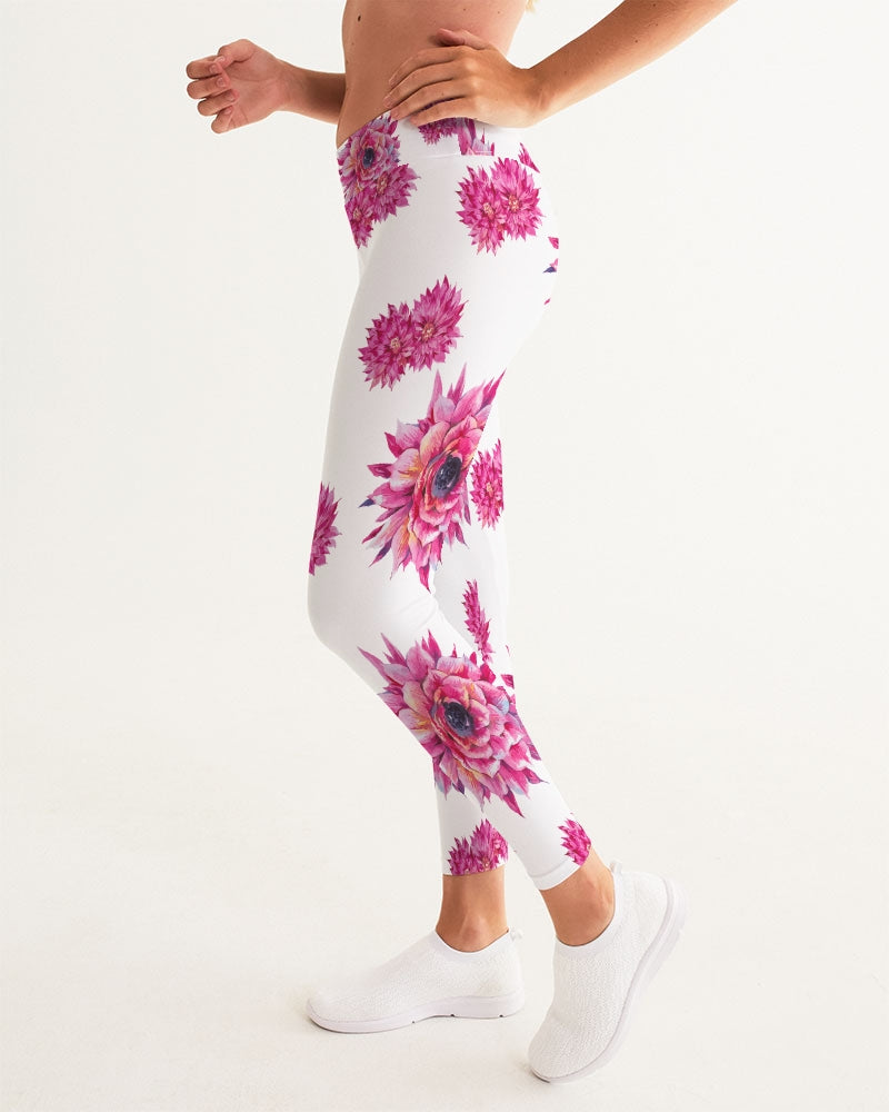Luxe Pink Flowers Women's Yoga Pants