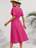 Malibu Pink Tie Belt Midi Resort Dress