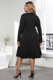 Plus Size Long Sleeve Cutout Black Resort Dress