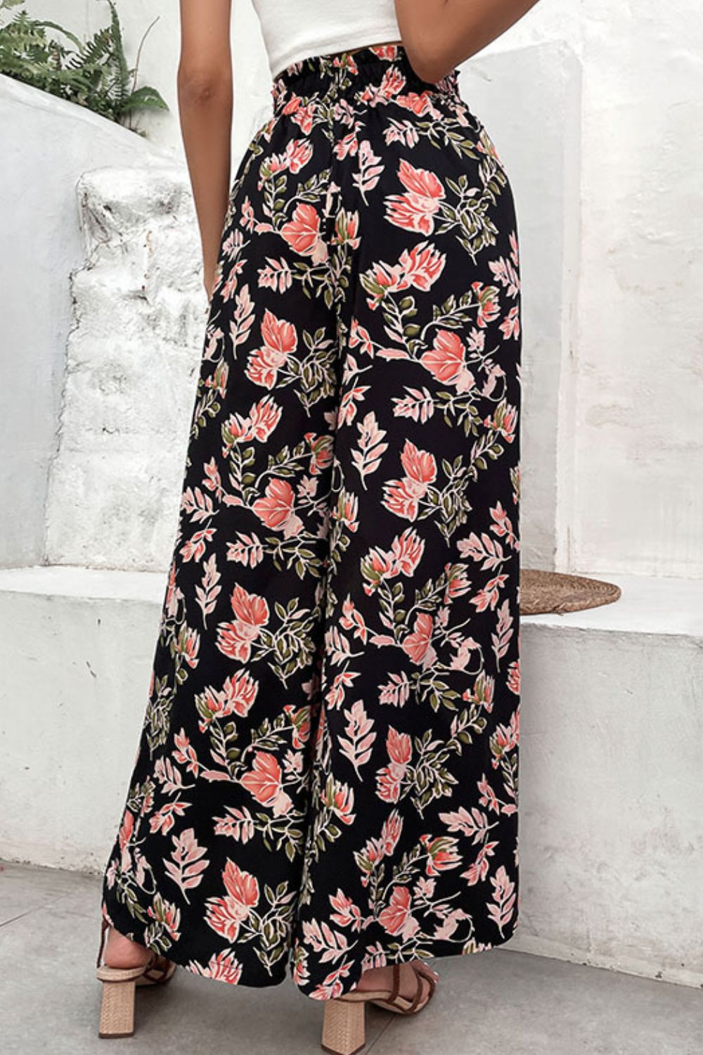 Floral Pull-On Wide Leg Resort Pants