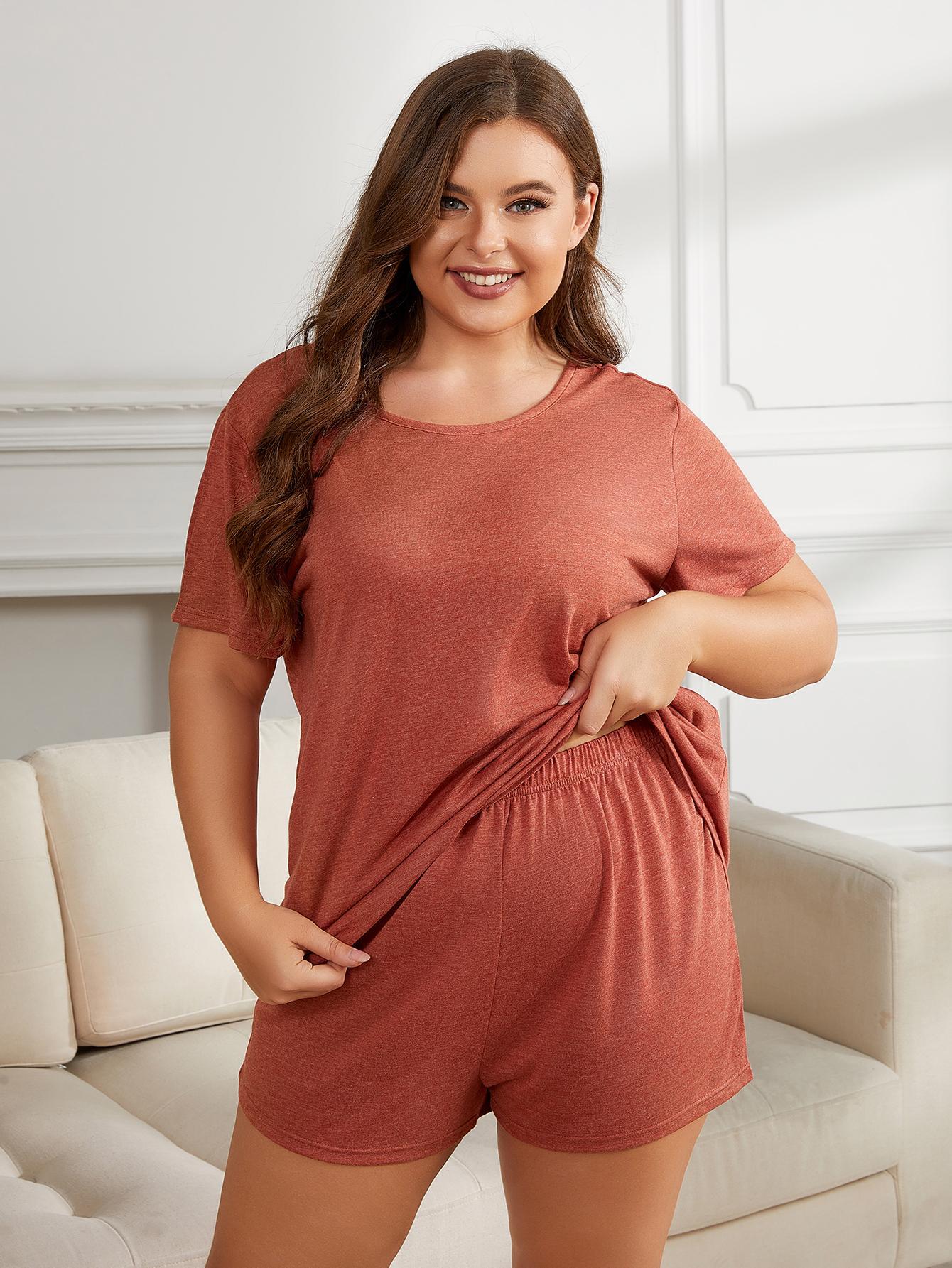 Plus Size Two-Piece Summer Loungewear Shorts Set