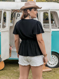 Black Plus Size V-Neck Summer Top