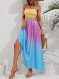 Ombre Gradient Rainbow Beach & Resort Maxi Dress