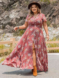 Plus Size Floral Ruffle Beach Maxi Dress