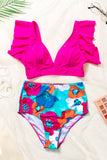 Bold Tropical Ruffle Top Resort Swim Set