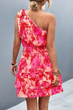 Tropical Tied Single Shoulder Short Resort Dress