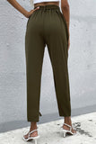 Tie Detail Belted Resort Pants with Pockets