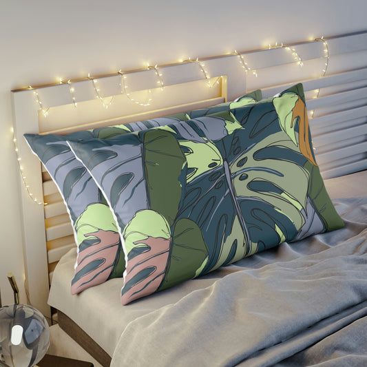Hawaii Monstera Collection Pillow Sham, Custom Designed Tropical Monstera Leaf Pillow Sham for your Tropical Bedroom