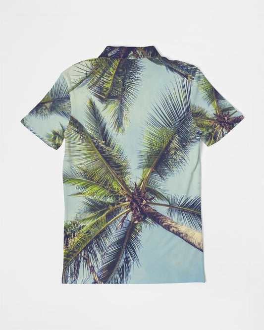 Coconut Coco Palm Tree Men's Slim Fit Short Sleeve Polo