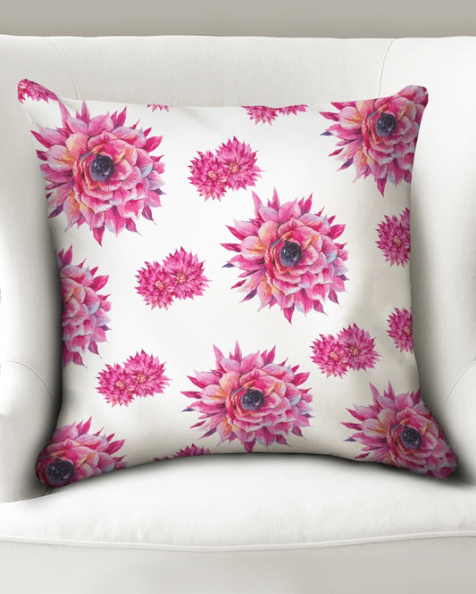Luxe Pink Flowers Throw Pillow Case 20"x20"