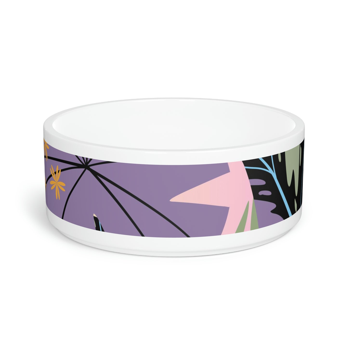 Lavender Jungle Custom Designer Collection Pet Bowl, A Tropical Design Pet Bowl