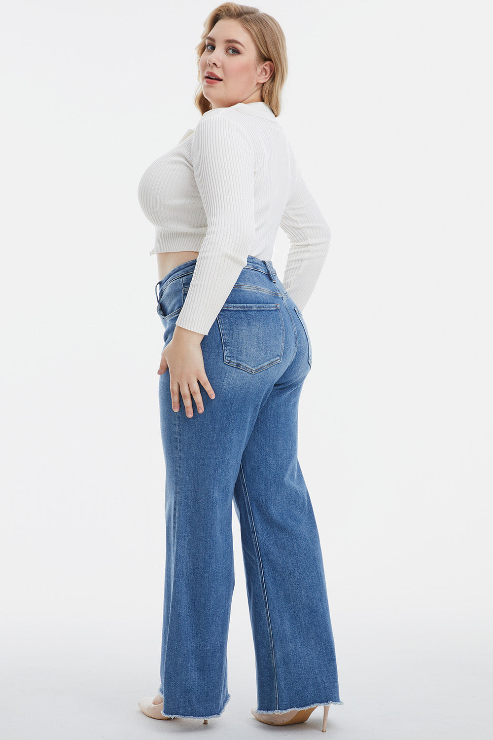 Full Size High Waist  Wide Leg Mom Jeans