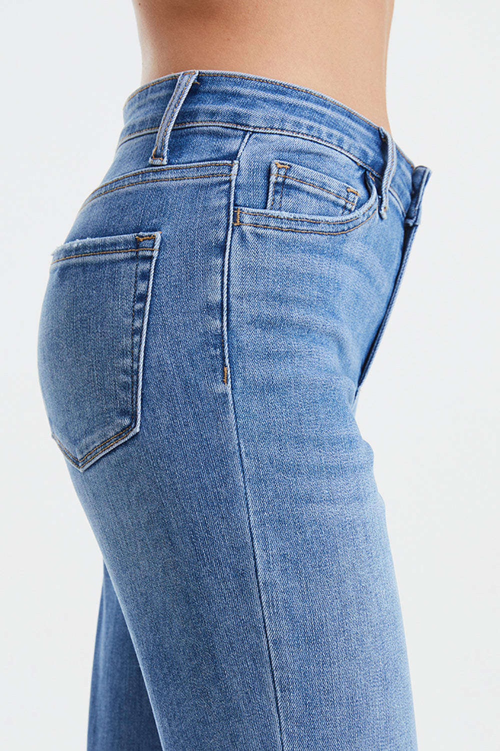 Full Size High Waist Raw Hem Straight Mom Jeans