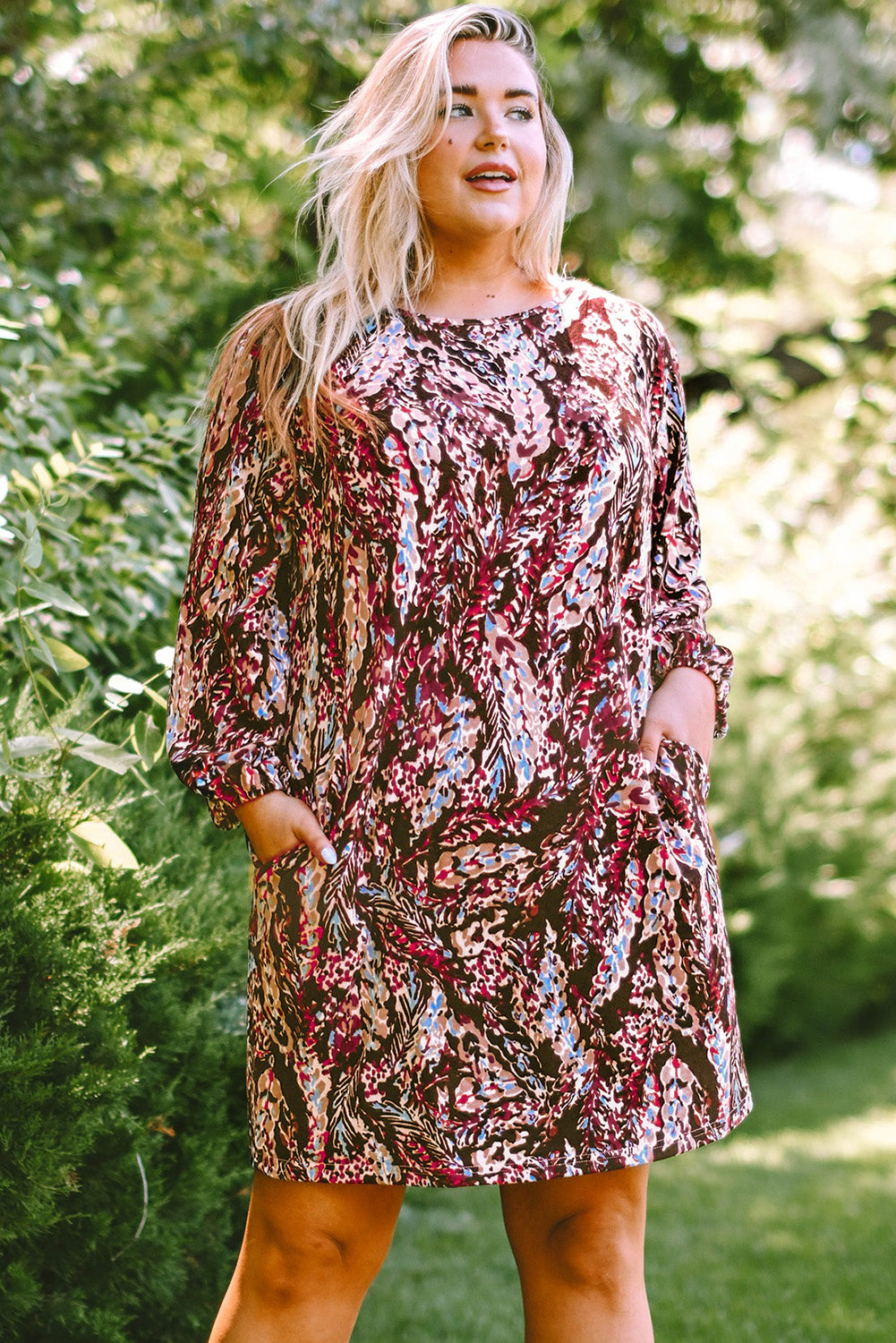 Plus Size Long Sleeve Mini Summer Dress