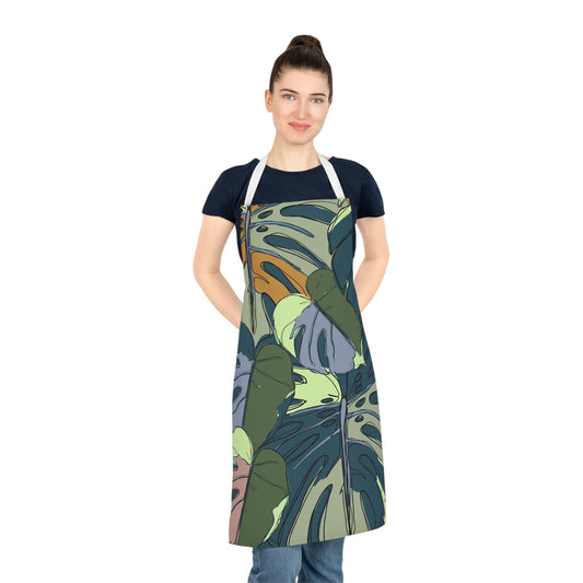 Hawaii Monstera Collection Adult Apron, Tropical Monstera Leaf Apron For the Kitchen or Grilling Outdoors