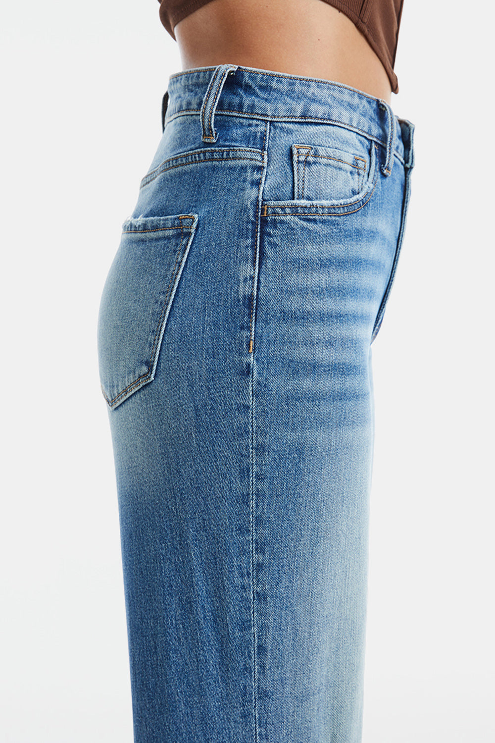 Full Size Ultra High-Waist Gradient Bootcut Mom Jeans