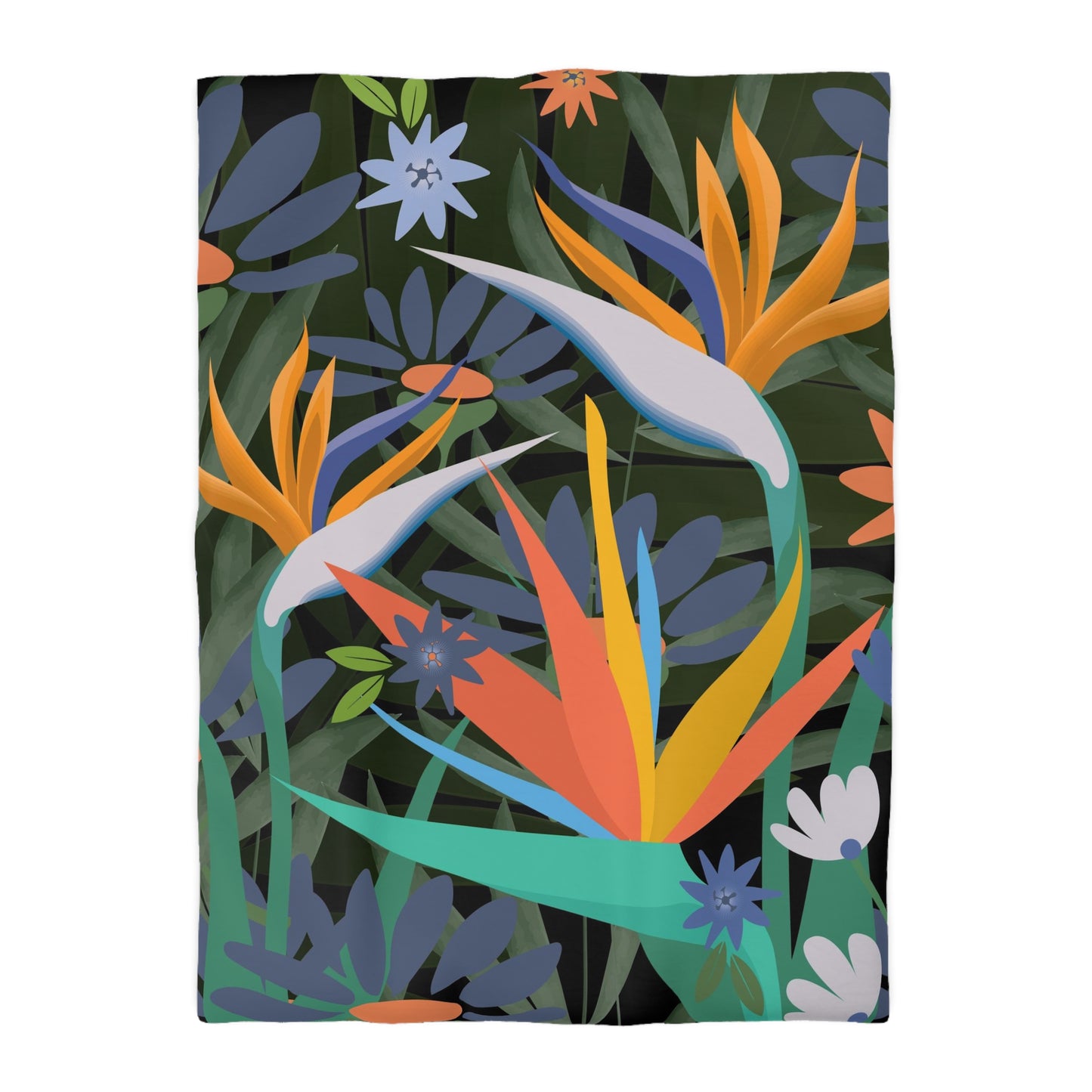 Bird of Paradise Duvet Cover, Tropical Floral Boho Duvet Cover