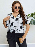 Plus Size Flutter Sleeve Resort Blouse