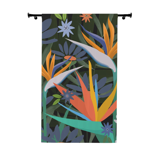 Bird of Paradise Window Curtain (1 Piece), Tropical Boho Window Curtain