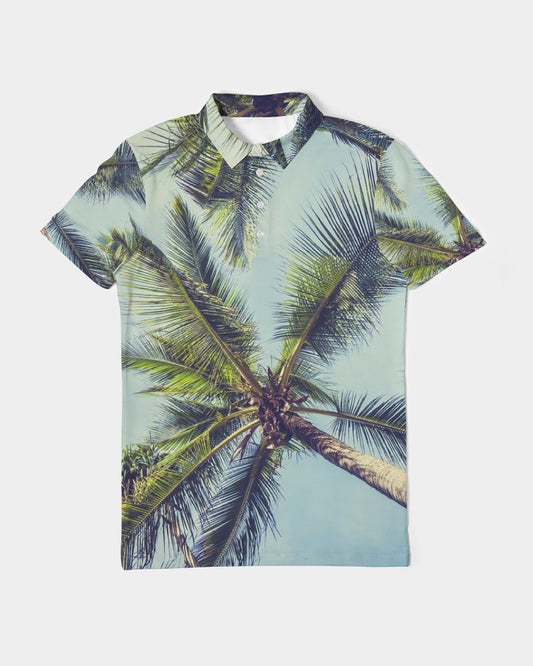 Coconut Coco Palm Tree Men's Slim Fit Short Sleeve Polo