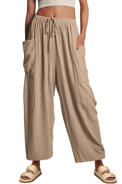 Beachy Pocketed Drawstring Wide Leg Pants