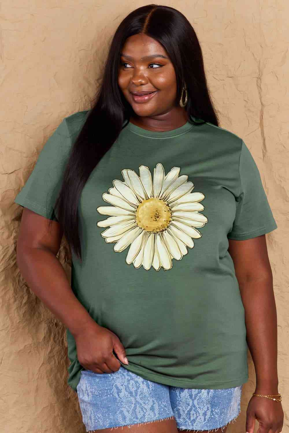 FLOWER Graphic Cotton Tee up to 3XL